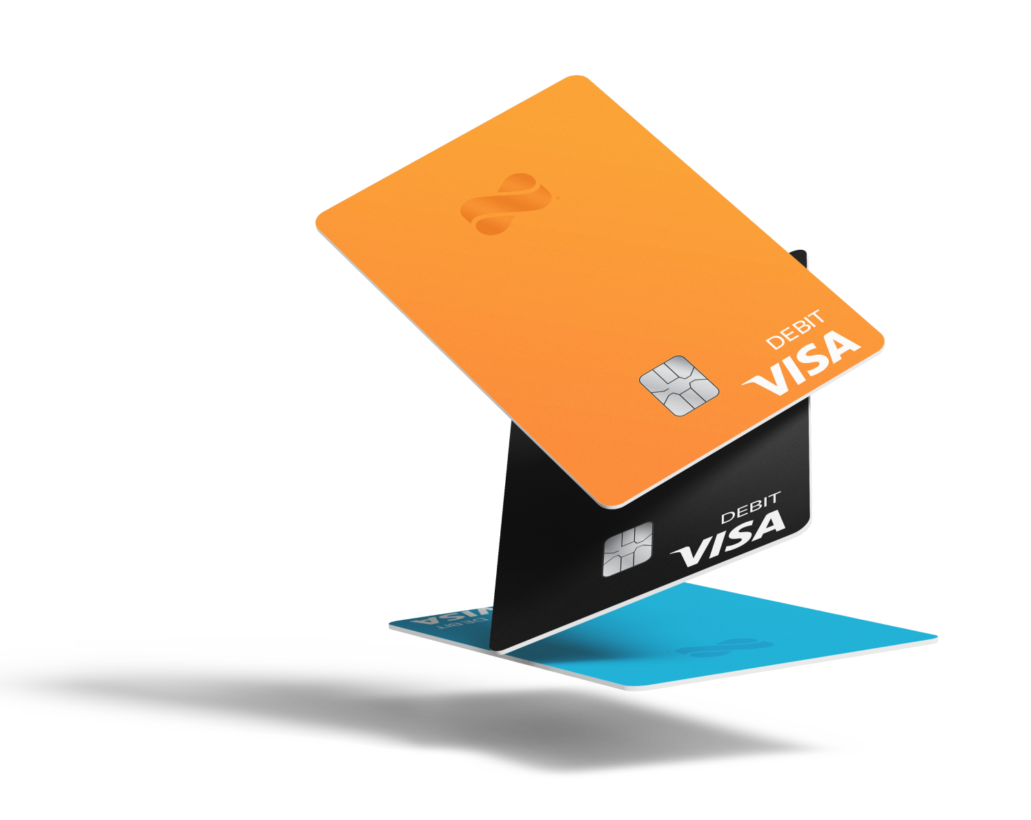 Netspend's orange, black, and blue Visa Prepaid Cards