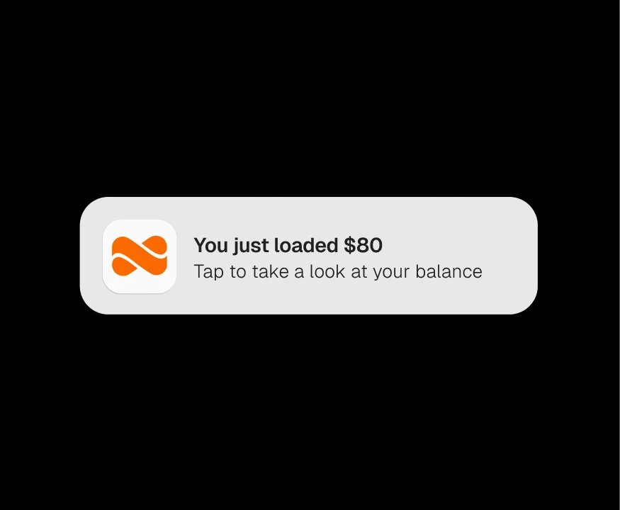 An $80 load Anytime Alert notification