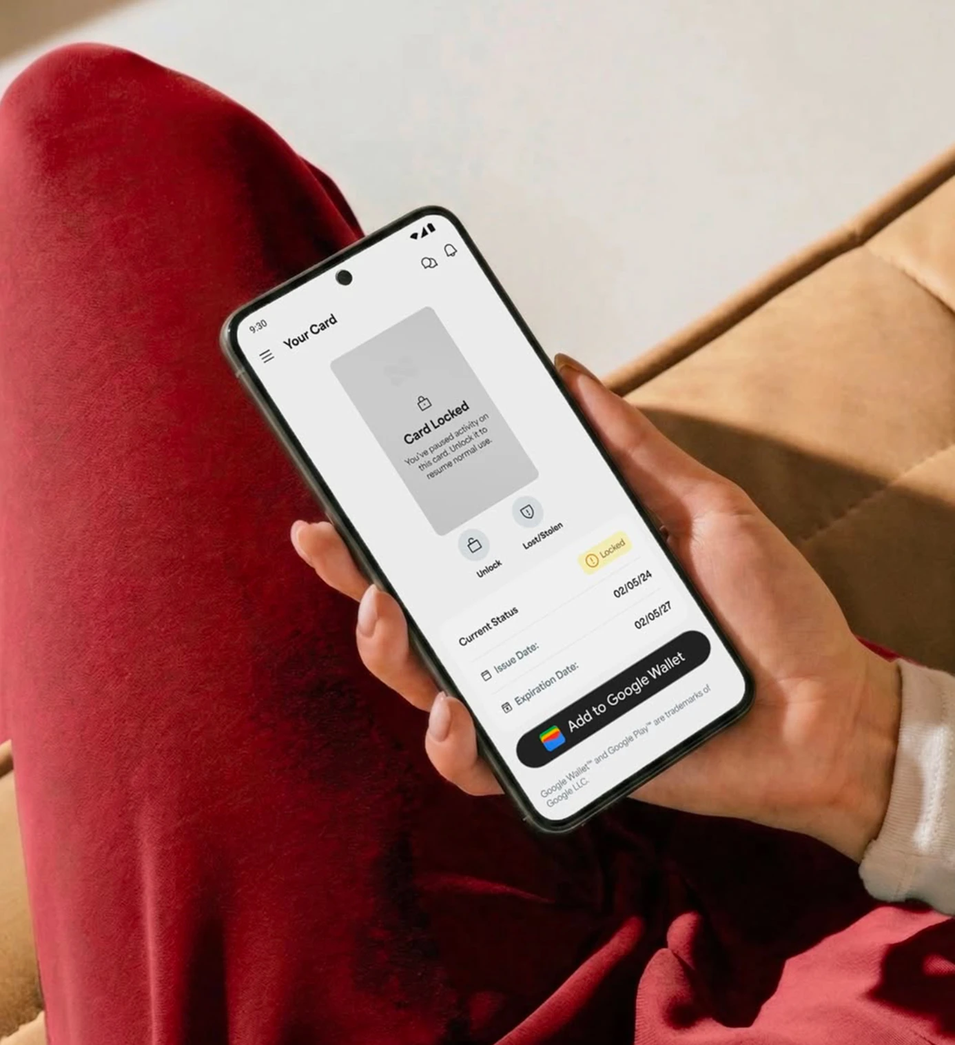Phone displaying a locked Netspend card when viewing the card management screen